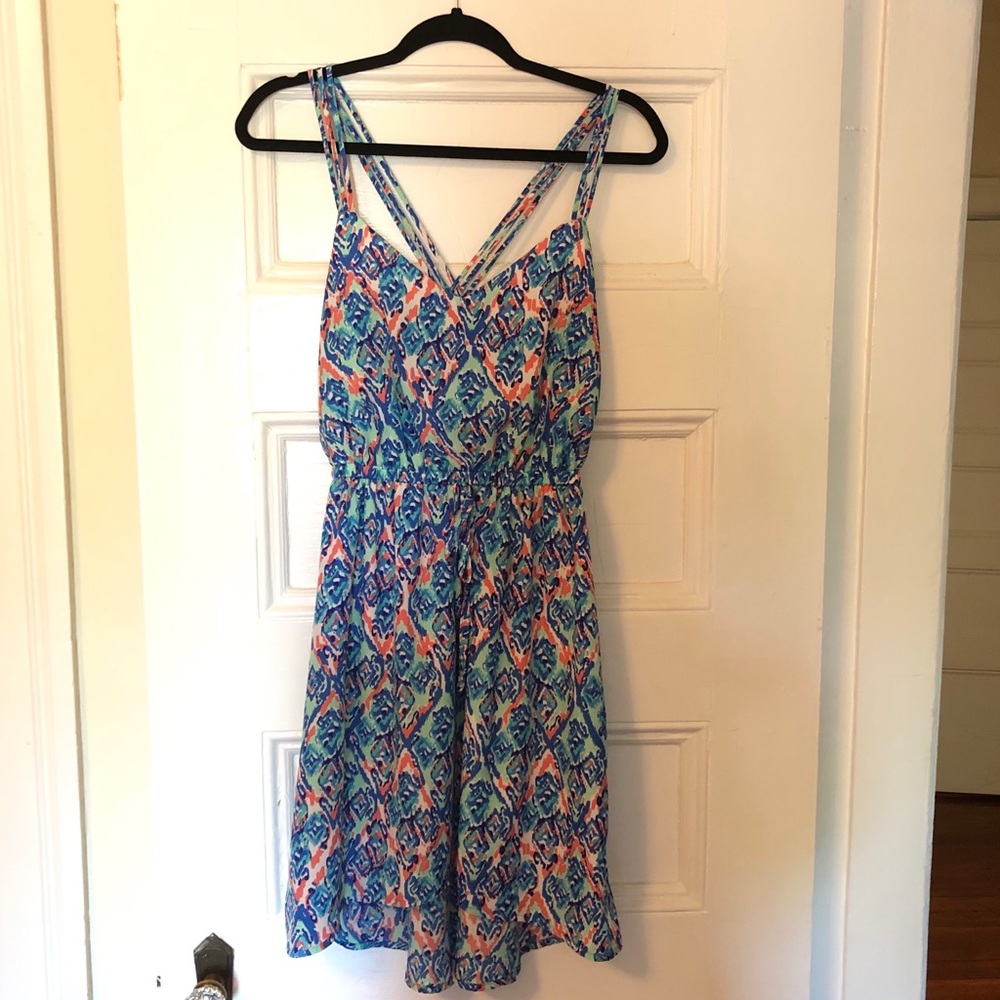 BeBop bright strappy a-line sundress high-low sz M